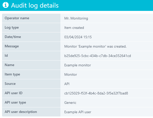 Audit Log Beispiel API-Quelle