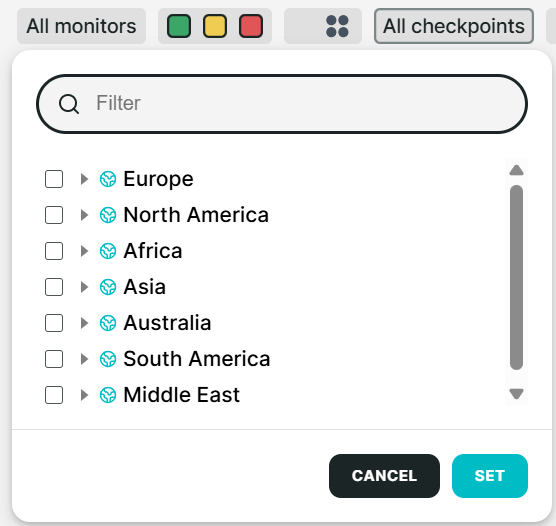 Checkpoint-Filter in Dashboards