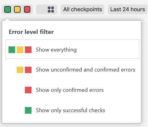 Fehlerstufe-Filter in Dashboards