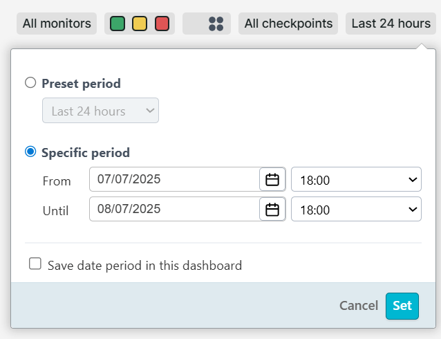 Zeitraum-Filter in Dashboards