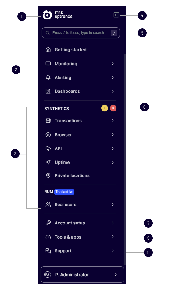 Screenshot des Hauptmenüs