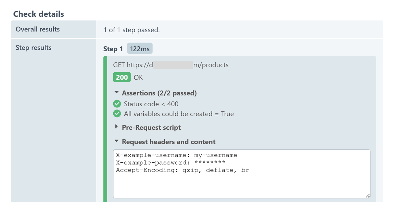 Vordefinierte Variablen in den Kontrolldetails des Ergebnisses