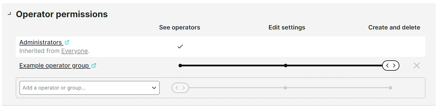 Operator-Berechtigungen