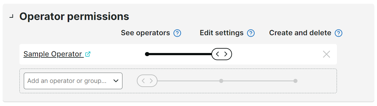 Einstellungen Operator-Berechtigungen