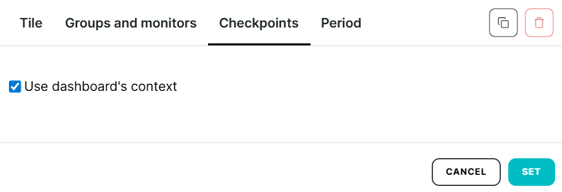 Checkpoint-Tab in Dashboard-Kacheln