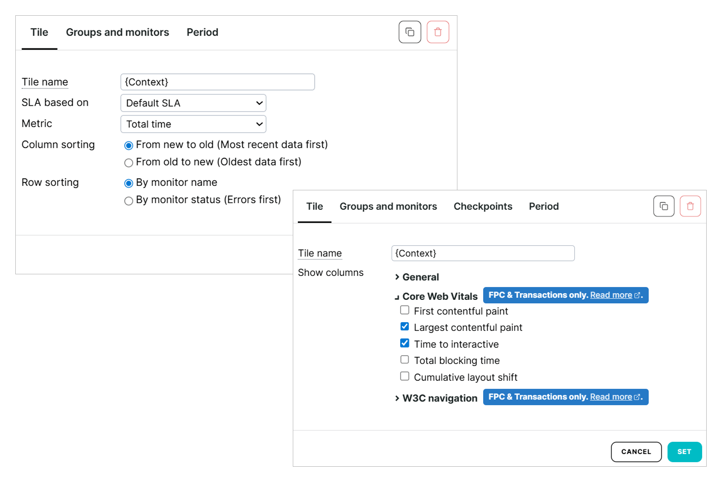 Kachel-Tab bei Dashboard-Kacheln