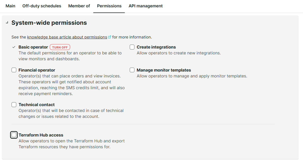 Terraform Hub-Zugangsberechtigung