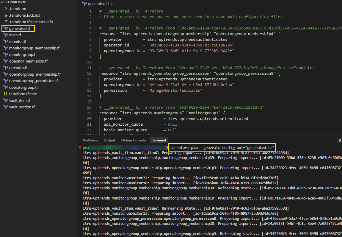 Importieren von Uptrends Ressourcen in Terraform