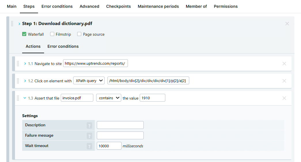 Transaktionsprüfobjekt mit Inhaltsprüfung nach Datei-Download