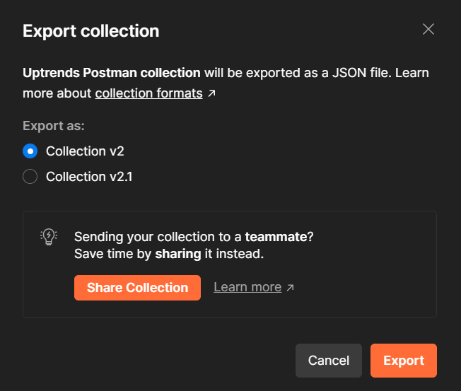 Export der JSON-Datei